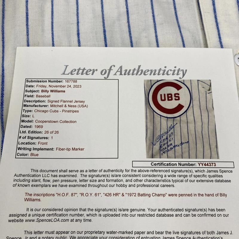 Billy Williams Signed Inscribed STATS Chicago Cubs Jersey UDA & JSA COA - 7