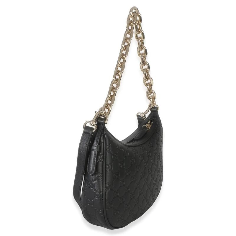 Gucci Black Embossed Calfskin GG Arabella Half Moon Shoulder Bag - 3