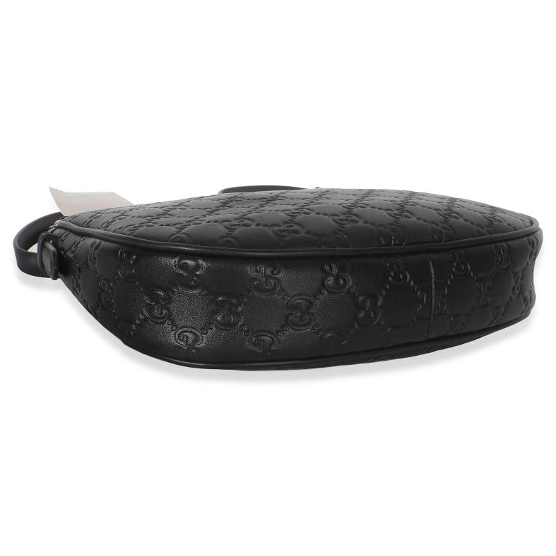 Gucci Black Embossed Calfskin GG Arabella Half Moon Shoulder Bag - 7