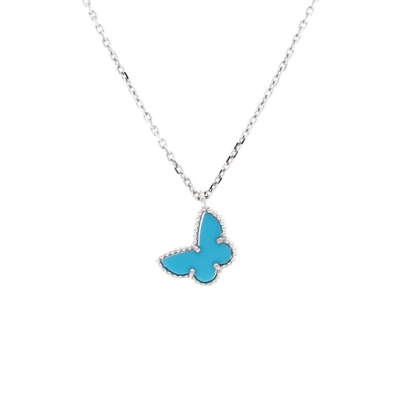 Van Cleef & Arpels Sweet Alhambra Butterfly Pendant Necklace 18K White Gold: Condition: Pre-owned - Good,Brand: Van Cleef & Arpels,Main Stone: Turquoise,Metal: 18K White Gold,Metal Purity: 18K,Style: Pendant,Type: Necklace,Color: White Gold,Material: 18K White Gold, Turquoise