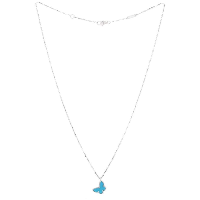 Van Cleef & Arpels Sweet Alhambra Butterfly Pendant Necklace 18K White Gold - 3