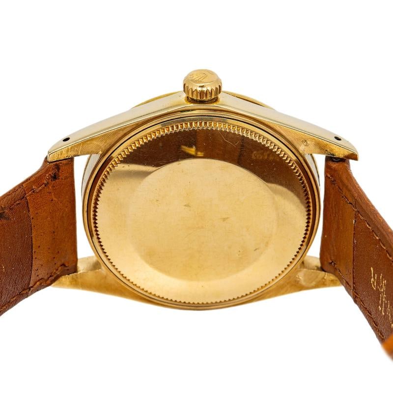 Rolex Oyster Perpetual 1512 Leather Strap Yellow Gold Champagne Automatic 34mm - 5