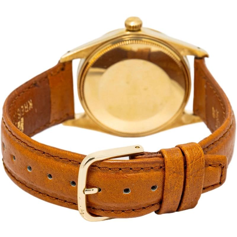 Rolex Oyster Perpetual 1512 Leather Strap Yellow Gold Champagne Automatic 34mm - 6
