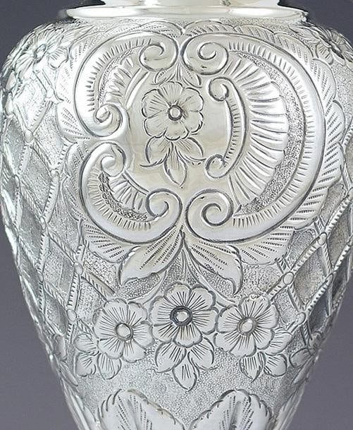 Beautiful South American? Hand Chased 900 Silver Pitcher / Ewer w / Under Plate - 5