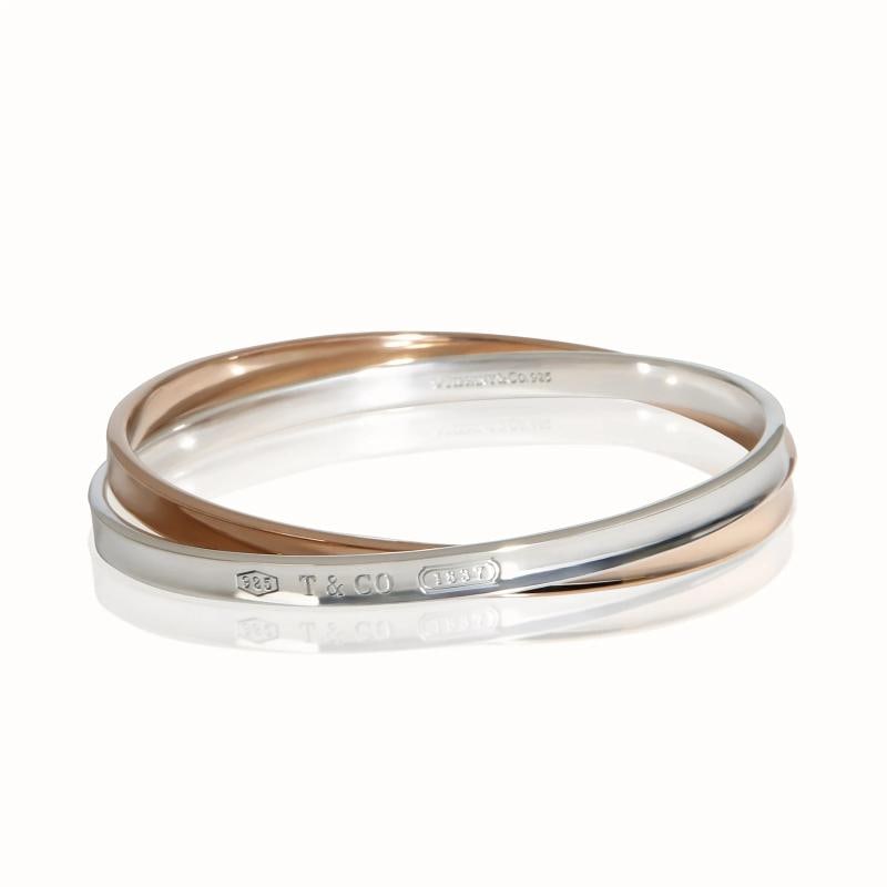 Tiffany & Co. Rose Gold & Sterling Silver 1837 Interlocking Bracelet - 4