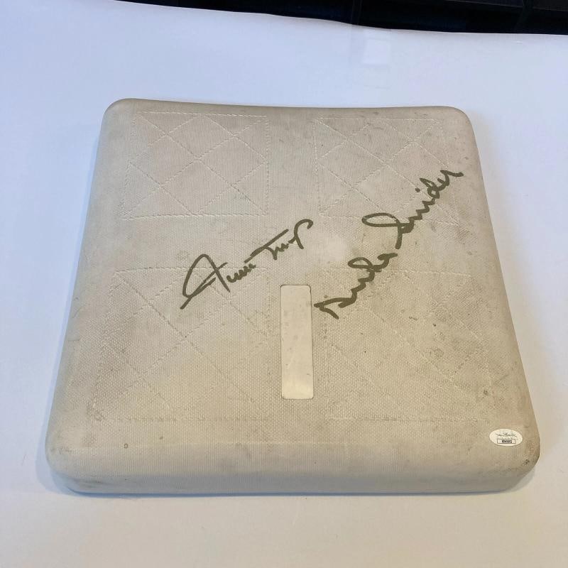 Willie Mays & Duke Snider Signed Vintage Baseball Base With JSA COA - 2
