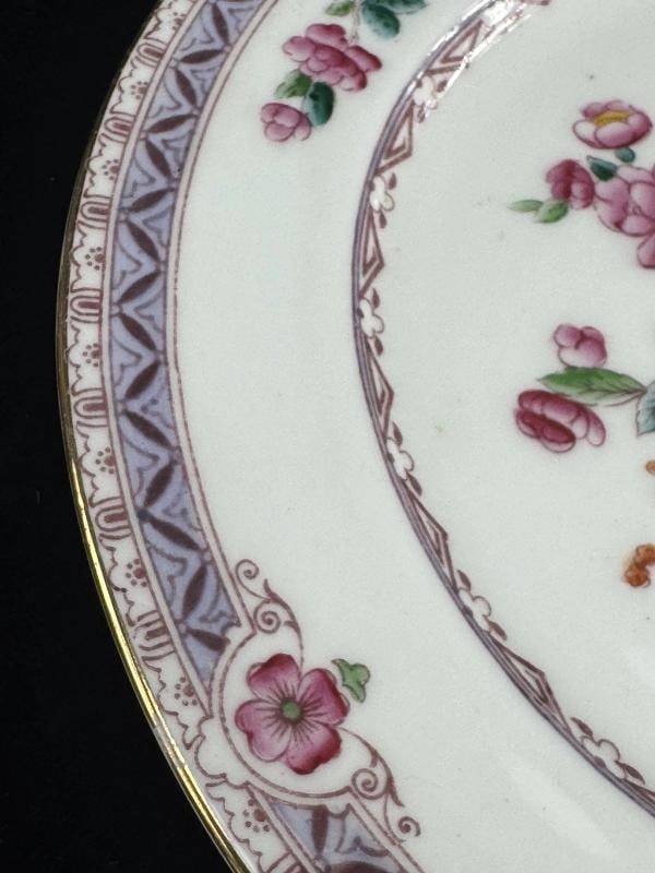 Set of 10 Antique English Bone China Plates Adderley, Albany Pattern, Birds - 4