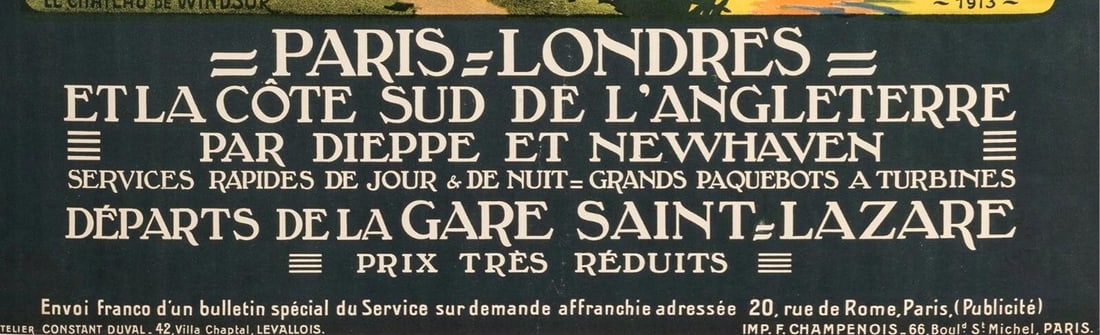 Original Poster - Constant Duval - Paris London - Brighton - England - 1913 - 3