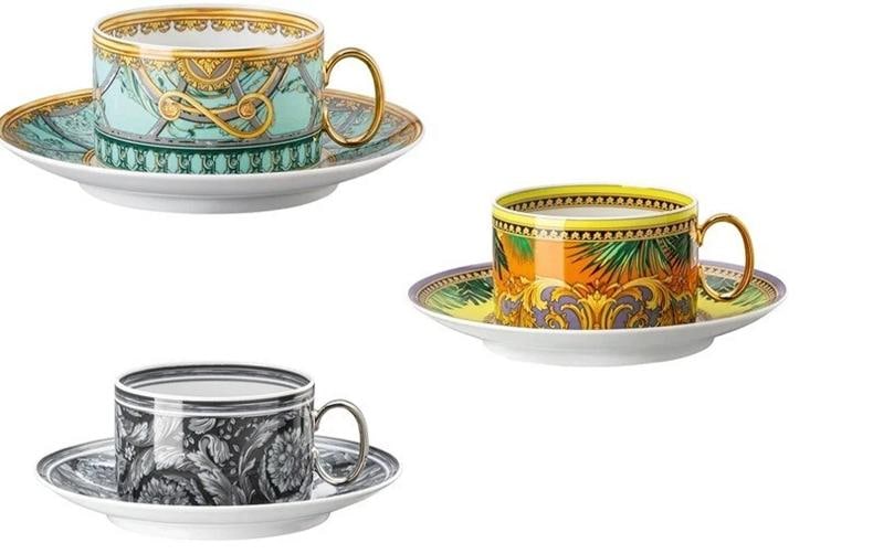 Versace Rosenthal Set 3 Pcs Tea Cups with Saucers Porcelain: Condition: New: A brand-new, unused, unopened, undamaged item in its original packaging (where packaging is ... Read moreabout the conditionNew: A brand-new, unused, unopened, undamaged item in its or