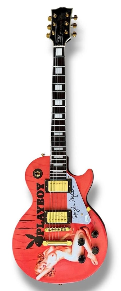 HUGH HEFNER Signed Custom Guitar JSA COA PLAYBOY 1st MONROE CENTERFOLD - 3