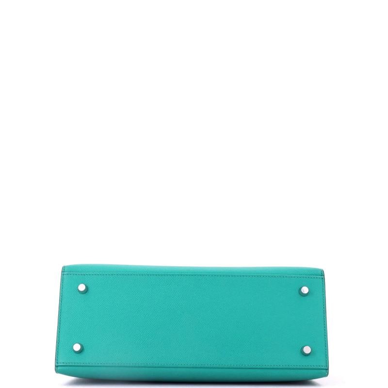Hermes Kelly Handbag Bleu Paon Epsom with Palladium Hardware 28 - 4