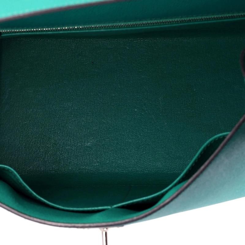 Hermes Kelly Handbag Bleu Paon Epsom with Palladium Hardware 28 - 5