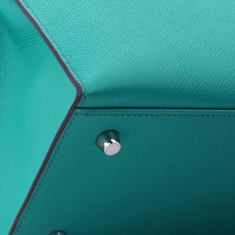 Hermes Kelly Handbag Bleu Paon Epsom with Palladium Hardware 28 - 7