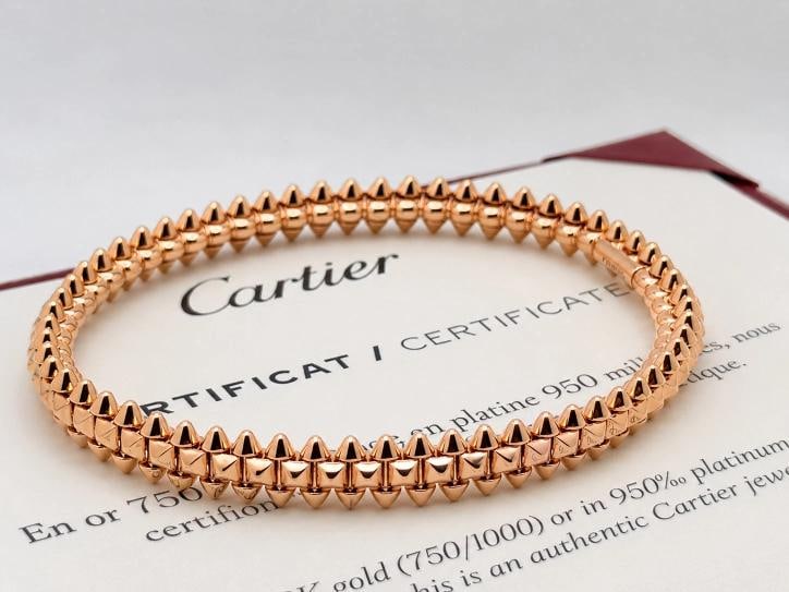 Clash de Cartier Bracelet Small Model 18k Pink Gold Box Receipt COA Size 17 - 6