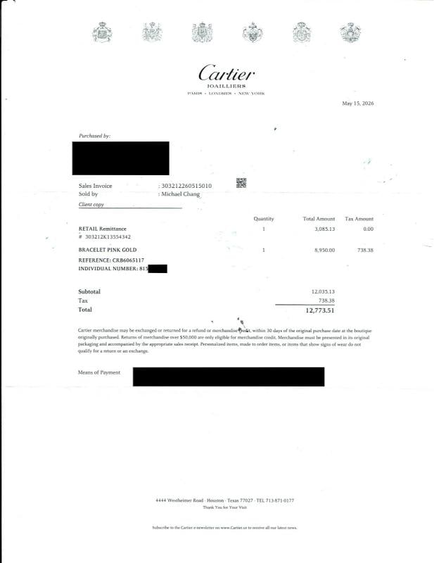 Clash de Cartier Bracelet Small Model 18k Pink Gold Box Receipt COA Size 17 - 8