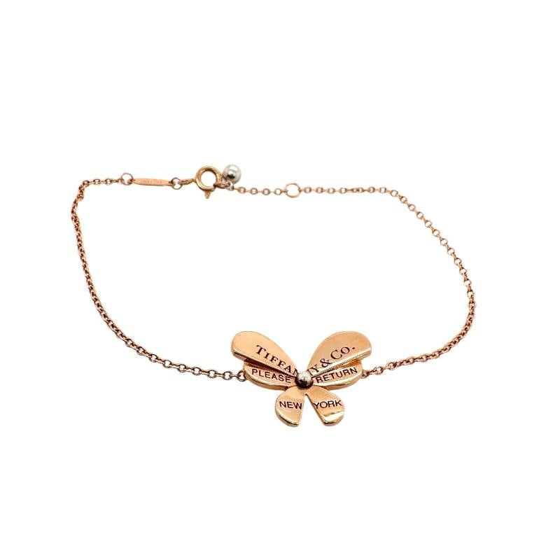 Tiffany & Co LOVE BUGS Butterfly Chain Bracelet 18k Rose Gold & Silver - 3