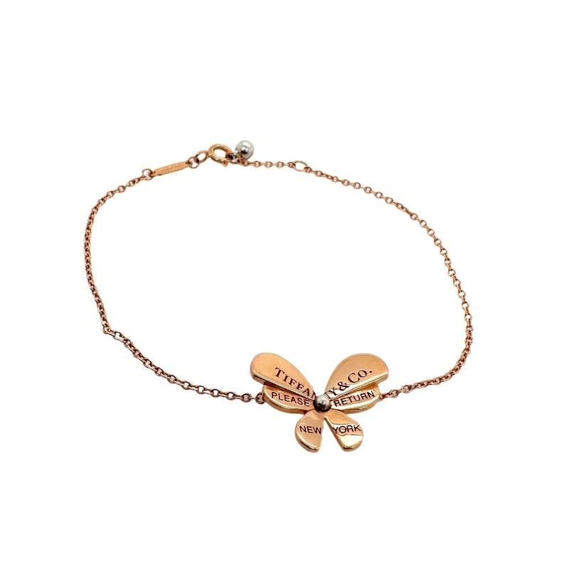 Tiffany & Co LOVE BUGS Butterfly Chain Bracelet 18k Rose Gold & Silver - 5