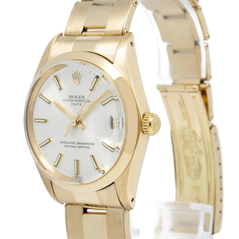 Rolex Date 1500 Oyster Yellow Gold Silver Automatic 34mm - 4