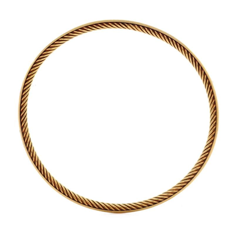 David Yurman Cable Inside Out Bangle Bracelet 18K Yellow Gold 3mm - 2
