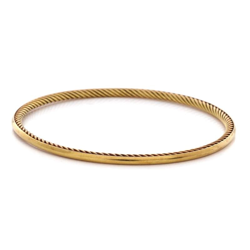 David Yurman Cable Inside Out Bangle Bracelet 18K Yellow Gold 3mm - 3