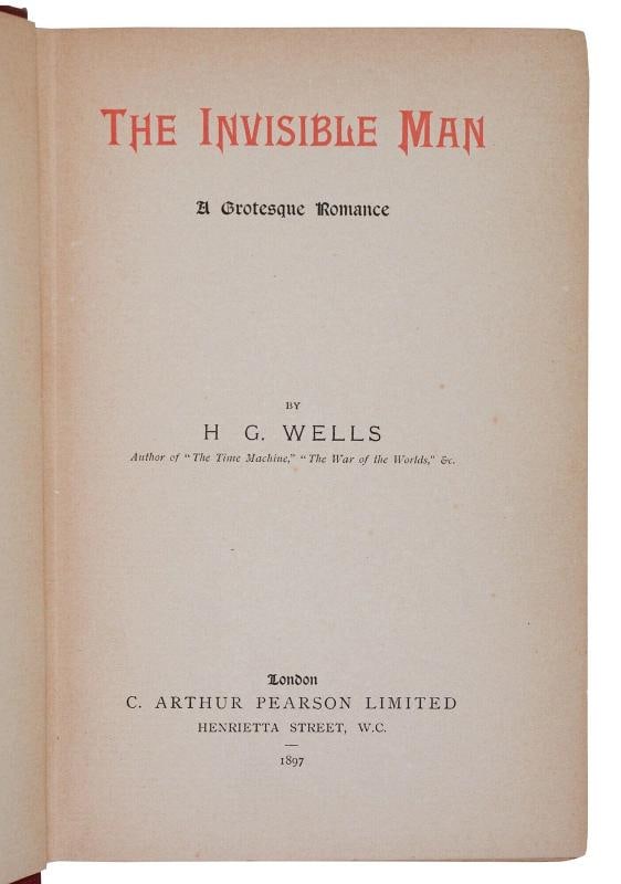 The Invisible Man ~ by H. G. WELLS ~ First Edition ~ 1st Printing 1897 - 7