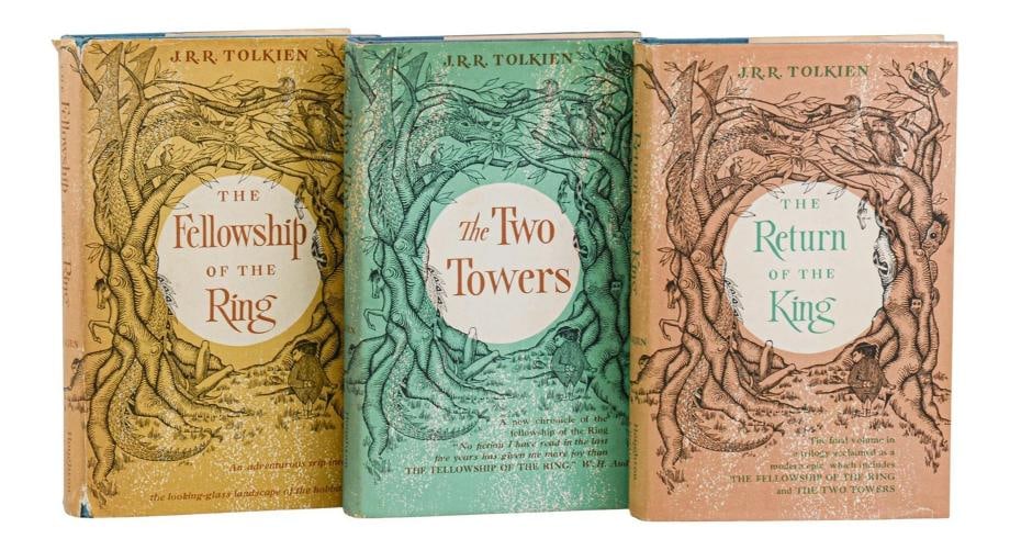 The Lord of the Rings Trilogy ~ JRR TOLKIEN ~ First US Edition 14,13,13 1st LOTR: First American edition, later printings Boston: Houghton Mifflin Company, [ca 1963]. [ca. 1963]. Three volumes. First American edition, early printings: 14th, 13th and 13th printings respectively. In