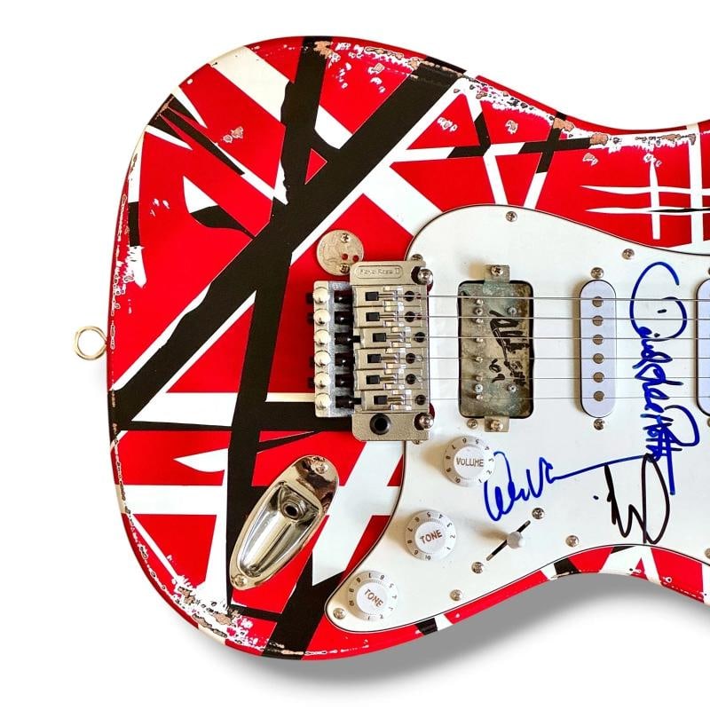 VAN HALEN: Eddie Van Halen, David Lee Roth, Alex Van Halen & Michael Anthony Signed Guitar (JSA L... - 2