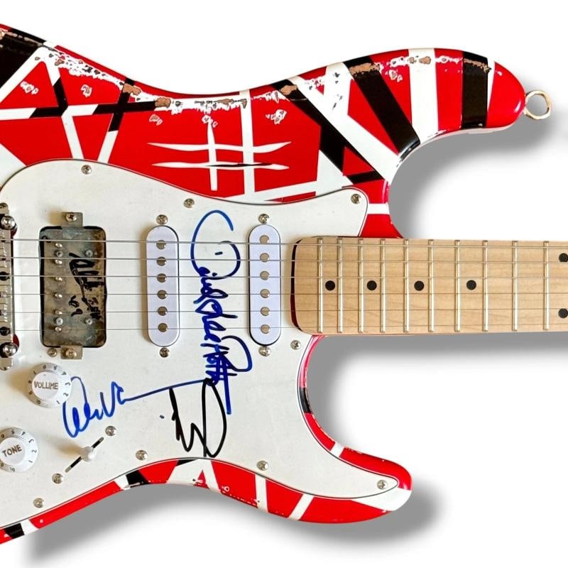 VAN HALEN: Eddie Van Halen, David Lee Roth, Alex Van Halen & Michael Anthony Signed Guitar (JSA L... - 3