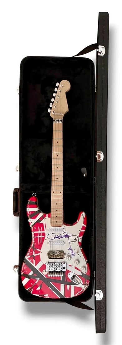 VAN HALEN: Eddie Van Halen, David Lee Roth, Alex Van Halen & Michael Anthony Signed Guitar (JSA L... - 6