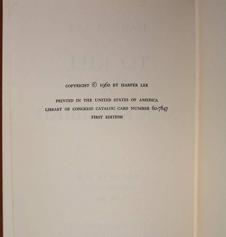 To Kill a Mockingbird ~ by HARPER LEE ~ First Edition ~ 1st Printing ~ 1960 - 5