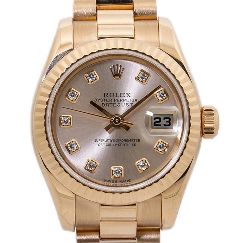 Rolex Datejust 179175G Presidient Rose Gold Pink Diamond Automatic 26mm - 2