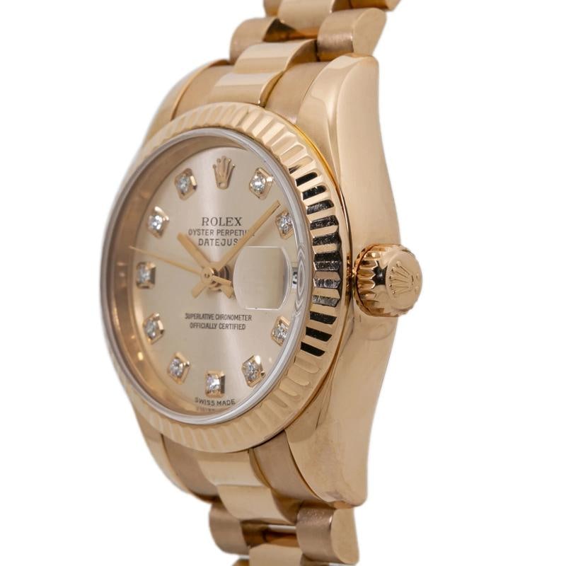 Rolex Datejust 179175G Presidient Rose Gold Pink Diamond Automatic 26mm - 3