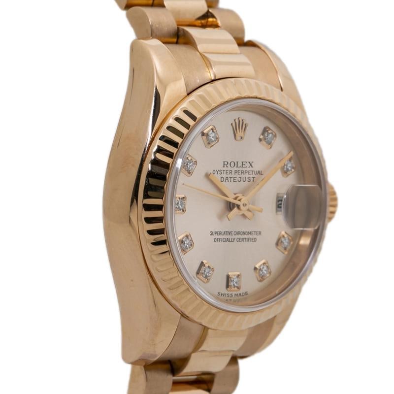 Rolex Datejust 179175G Presidient Rose Gold Pink Diamond Automatic 26mm - 4
