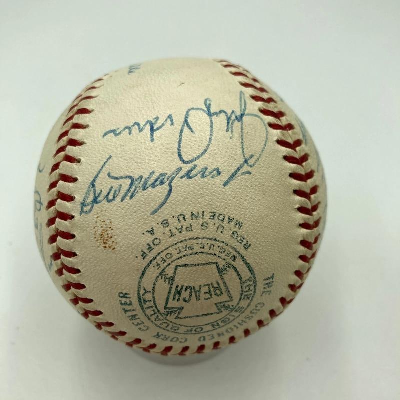 Mickey Mantle Willie Mays Hank Aaron 1960's HOF Multi Signed Baseball JSA COA - 6
