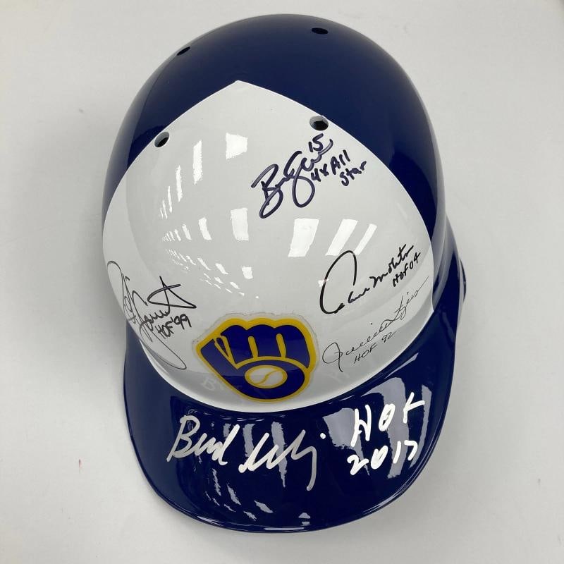 Robin Yount Paul Molitor Milwaukee Brewers HOF Legends Signed Helmet JSA COA - 3