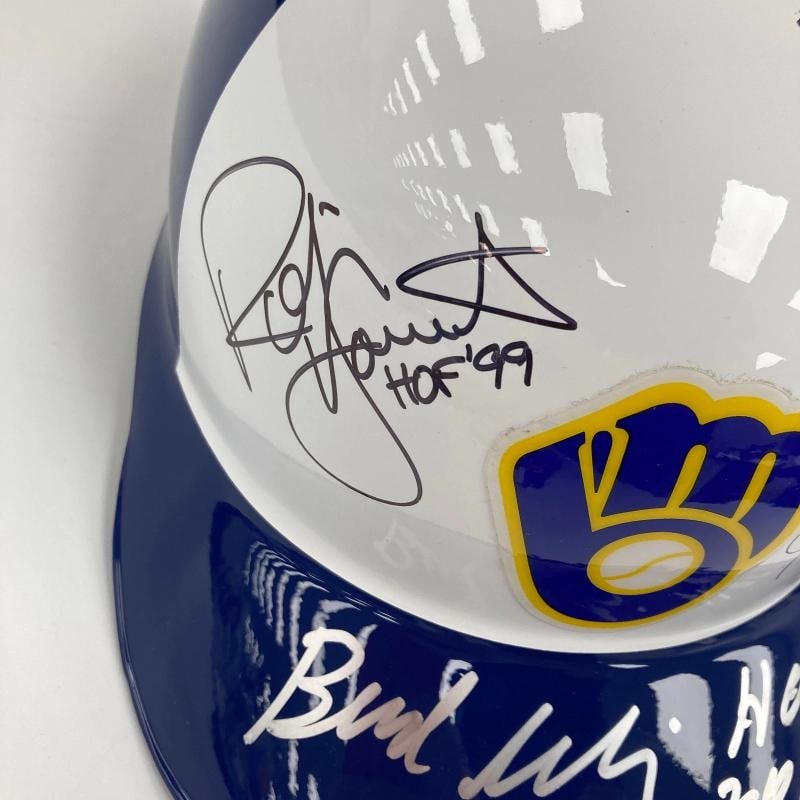 Robin Yount Paul Molitor Milwaukee Brewers HOF Legends Signed Helmet JSA COA - 4