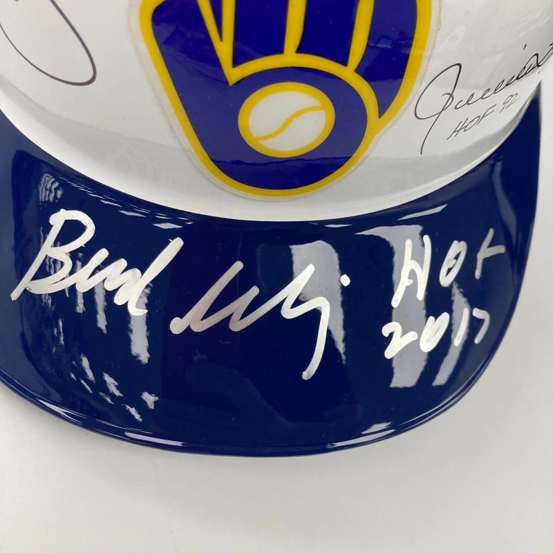 Robin Yount Paul Molitor Milwaukee Brewers HOF Legends Signed Helmet JSA COA - 5