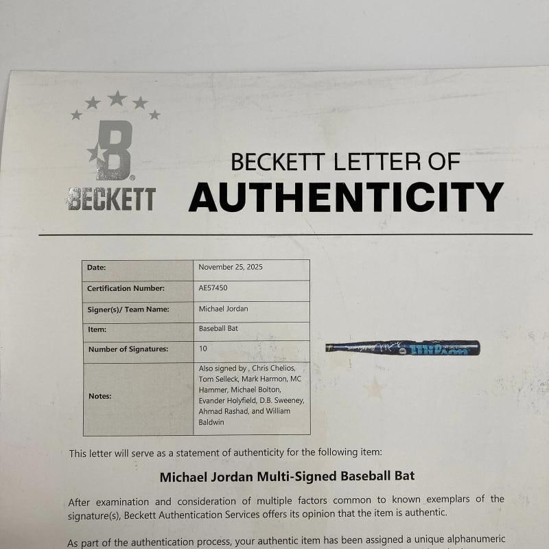 Michael Jordan 1993 Michael Jordan's Air Force Team Signed Baseball Bat Beckett - 12