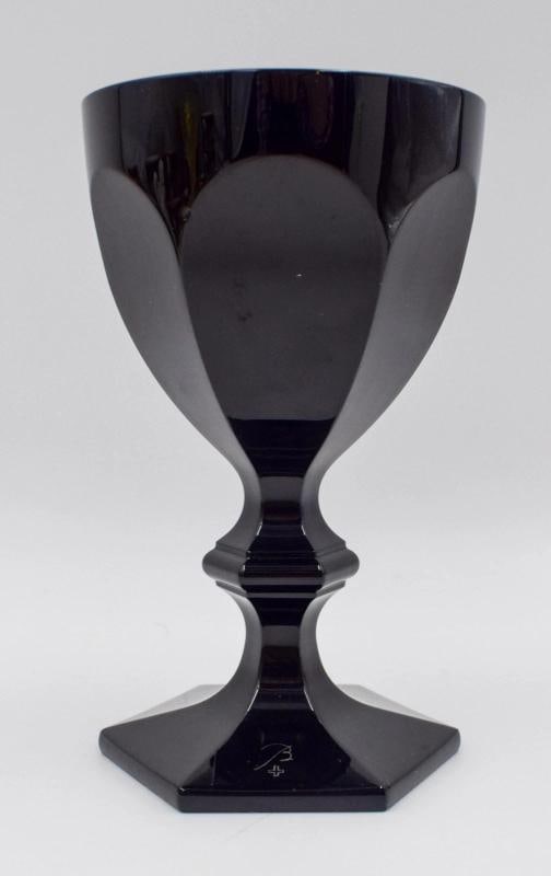 Baccarat Crystal Harcourt Darkside Black Wine Glass - Imperfect: Measures 5 3/8" high by 3 1/8" wide. . Condition: Used,Country of Origin: France,Brand: Baccarat,Type: Wine Glass,Color: Black