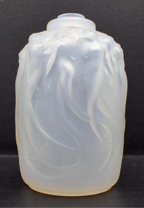 R. Lalique Opalescence Sirenes Atomizer Bottom - Never Mounted, Circa 1925: Measures 5 3/8" high by 3 1/4" wide. . Condition: Used,Brand: Lalique,Origin: French,Antique: Yes,Type: Atomizer,Country of Origin: France
