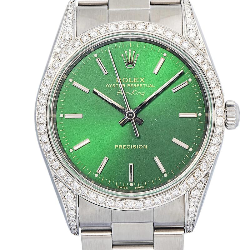 Rolex Air-King Precision 14000 Oyster Stainless Steel Green Stick 34mm - 2