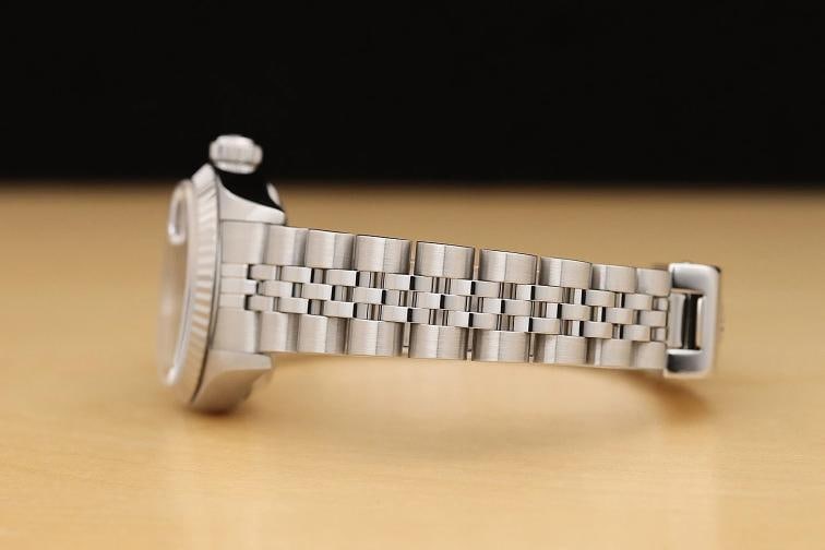 ROLEX LADIES DATEJUST 79174 SALMON ARABIC DIAL 18K WHITE GOLD STEEL WATCH - 5
