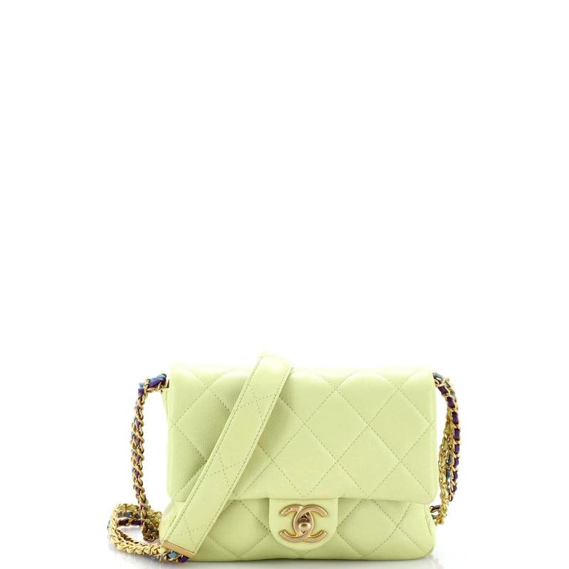 Chanel Twist Your Buttons Flap Bag Quilted Caviar Small: Accessories: Dust Bag Measurements: Height 5.5", Width 7.5", Depth 2.5", Strap Drop 21". Condition: Pre-owned - Excellent,Brand: Chanel,Exterior Material: Leather,Style: Cross Body Bags,Exterior Color