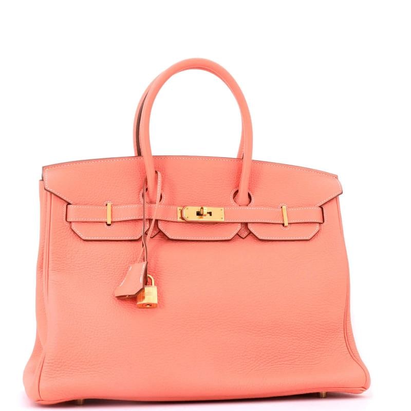 Hermes Birkin Handbag Pink Clemence with Gold Hardware 35 - 3