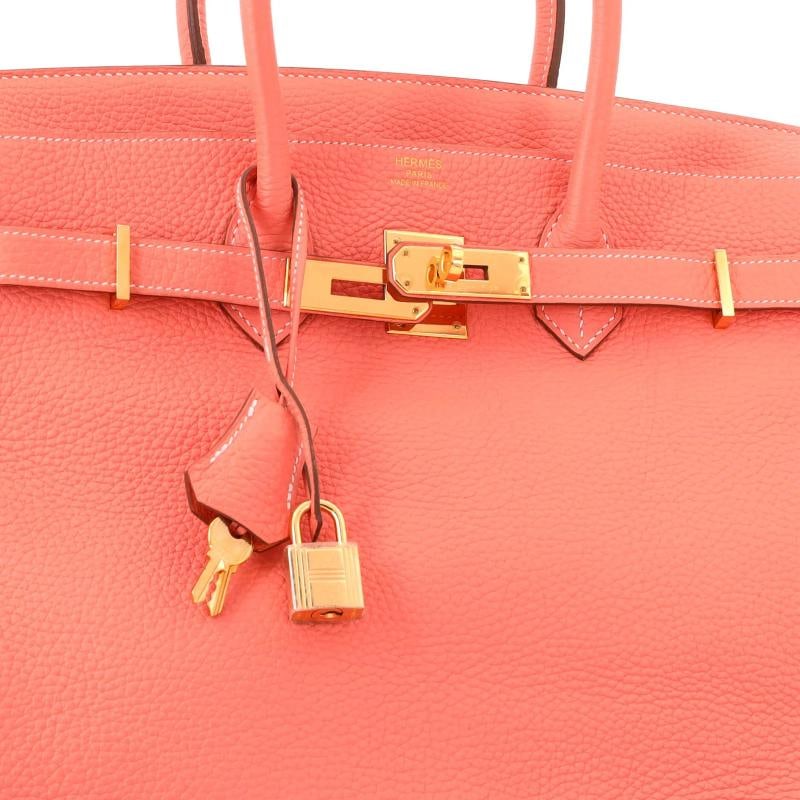 Hermes Birkin Handbag Pink Clemence with Gold Hardware 35 - 7