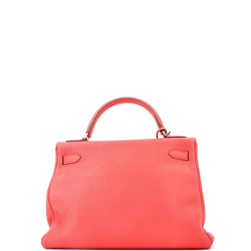 Hermes Kelly Handbag Pink Clemence with Palladium Hardware 32 - 3