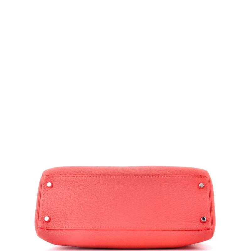 Hermes Kelly Handbag Pink Clemence with Palladium Hardware 32 - 4