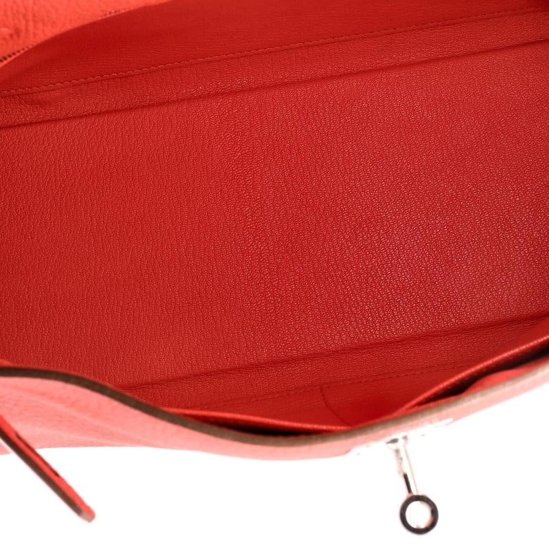 Hermes Kelly Handbag Pink Clemence with Palladium Hardware 32 - 6