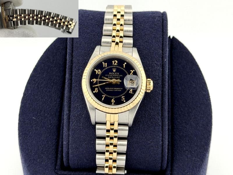 Rolex Lady Datejust 69173 Blue Boiler Gauge Dial 18k Yellow Gold Steel Jubilee (1 of 11)