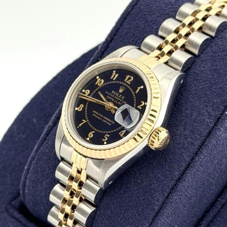 Rolex Lady Datejust 69173 Blue Boiler Gauge Dial 18k Yellow Gold Steel Jubilee - 6